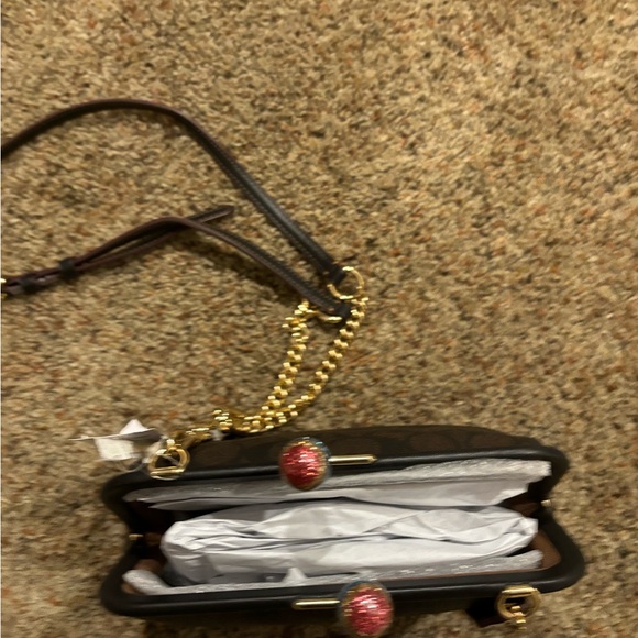 Coach Nora Kisslock Crossbody Signature Glitter Brown Black w/WALLET OPTION NWT - Picture 2 of 3